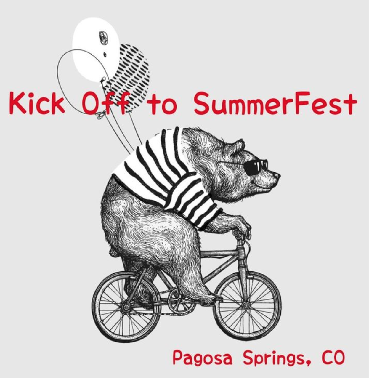 Bear on a bike. Logo for SummerFest 2024